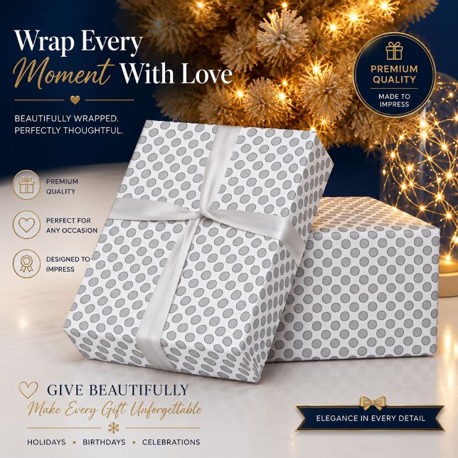 Personalized Silver Polka Dot Wrapping Paper (Creator Uploaded)