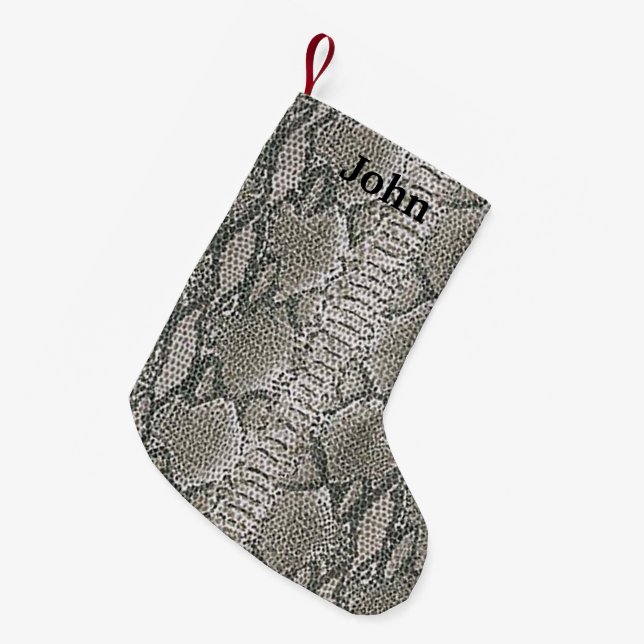 Personalized Silver Snake Skin Christmas Stocking (Front (Hanging))