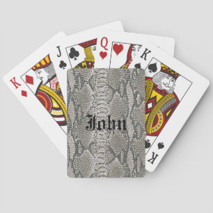 Personalized Silver Snake Skin Playing Cards