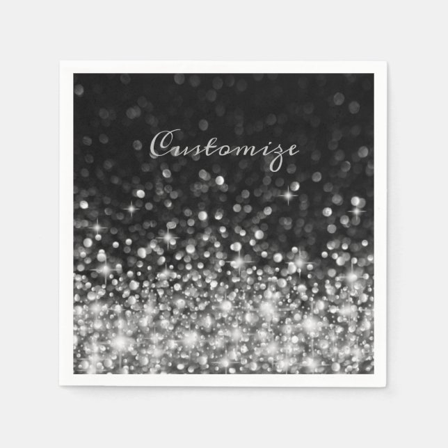 Personalized Silver Sparkle Napkin (Front)