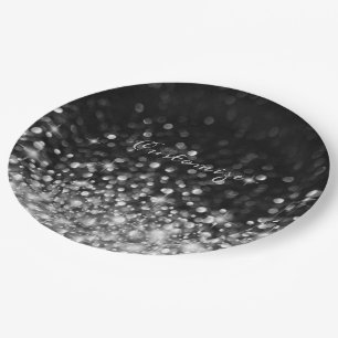 Personalized Silver Sparkle Paper Plate