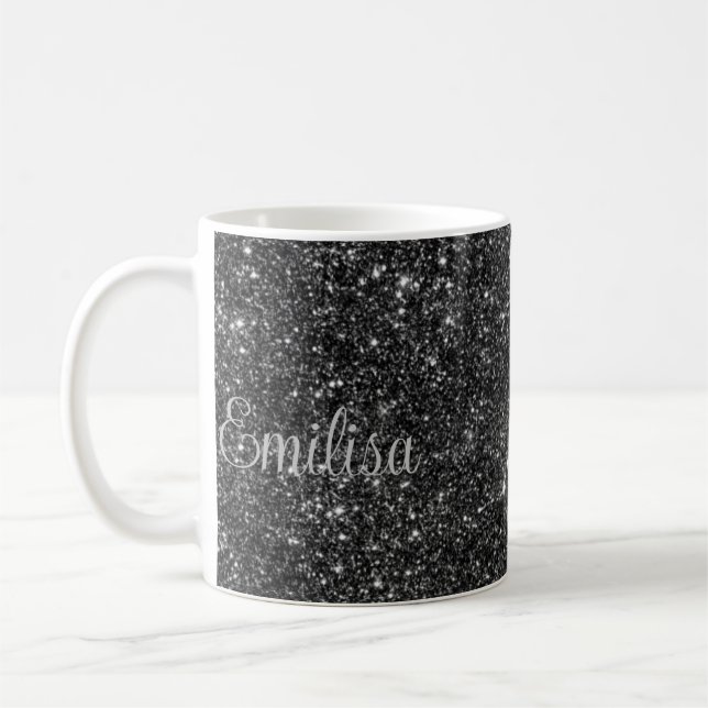 Personalized Silver Sparkly Name Ceramic Mug (Left)