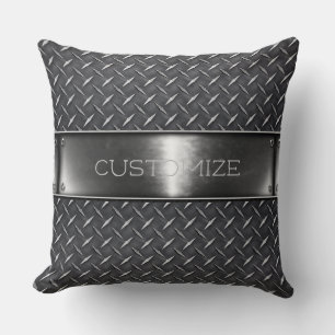 Personalized Silver Steel Throw Pillow