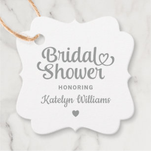 Personalized Silver Wedding Bridal Shower Favour Tags