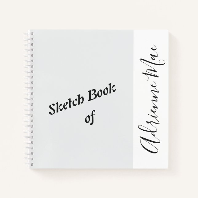 Personalized Silver White Sketch Book (Front)