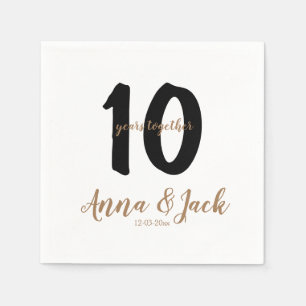 personalized simple 10 years anniversary name date napkin