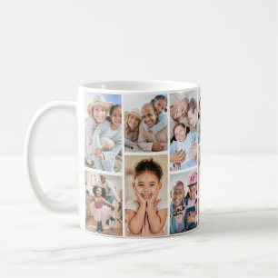 Personalized Simple 14 Photo Collage Coffee Mug