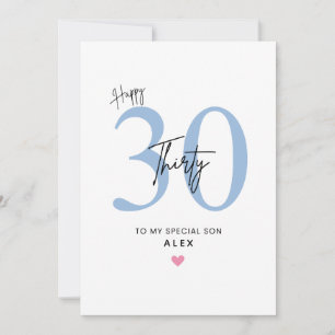 Personalized Simple 30th Birthday Card Son
