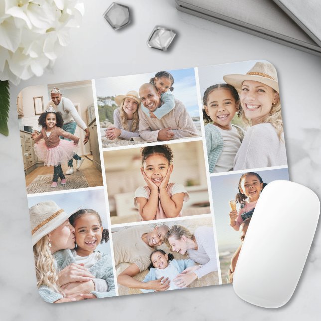 Personalized Simple 7 Photo Collage Mouse Pad (Personalized Simple 7 Photo Collage Mouse Pad)