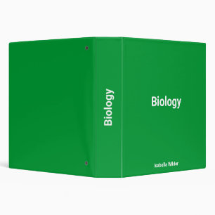 Personalized Simple biology/Science Green Binder