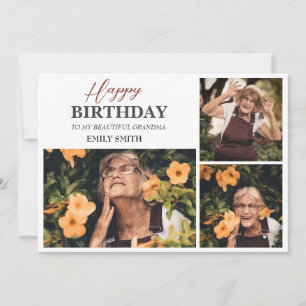 Personalized Simple Birthday Grandma Fun Photo Card