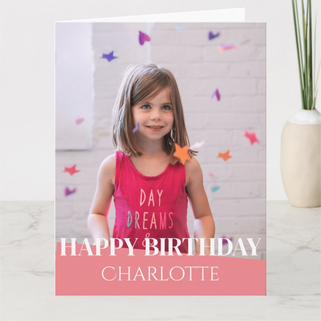 Personalized Simple Birthday Stylish Fun Photo Car Card (Front)