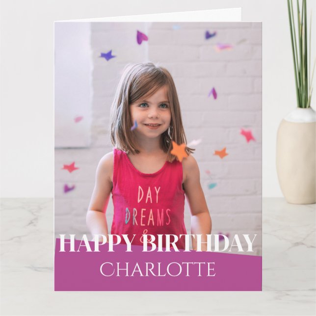Personalized Simple Birthday Stylish Fun Photo Car Card (Front)