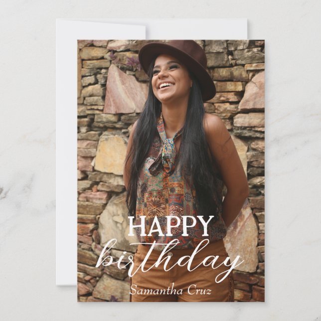 Personalized Simple Birthday Stylish Fun Photo Card (Front)