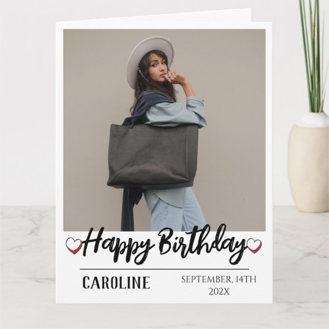 Personalized Simple Birthday Stylish Fun Photo Card (Front)