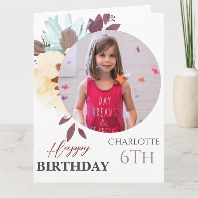 Personalized Simple Birthday Stylish Fun Photo Card (Front)