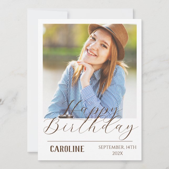 Personalized Simple Birthday Stylish Fun Photo Card (Front)