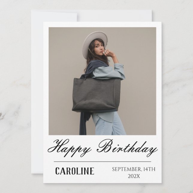 Personalized Simple Birthday Stylish Fun Photo Card (Front)