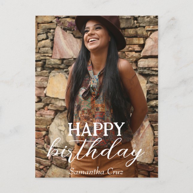 Personalized Simple Birthday Stylish Fun Photo Postcard (Front)