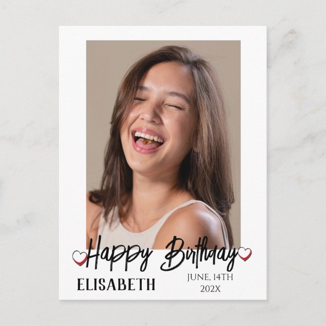 Personalized Simple Birthday Stylish Fun Photo Postcard (Front)
