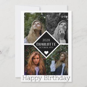 Personalized Simple Birthday Stylish Photo Collage Card