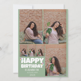 Personalized Simple Birthday Stylish Photo Collage Card
