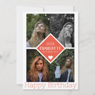 Personalized Simple Birthday Stylish Photo Collage Card