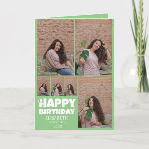 Personalized Simple Birthday Stylish Photo Collage Card