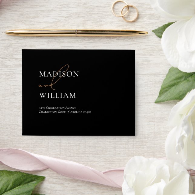 Personalized simple Black and White Wedding Envelope (Wedding)