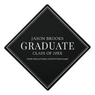 Personalized Simple Black Graduation Cap Topper