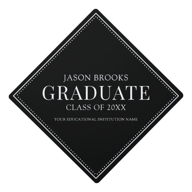 Personalized Simple Black Graduation Cap Topper (Front)