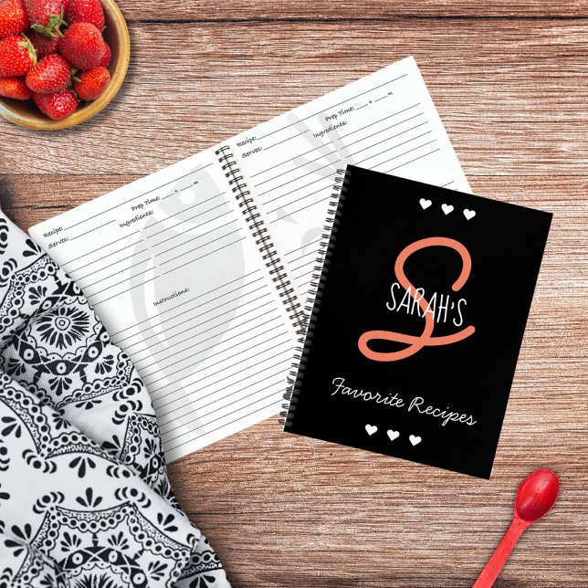 Personalized Simple Black Script Monogram Recipe Notebook (Personalized Simple Black Script Monogram Recipe Notebook)