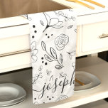 Personalized Simple Black white floral pattern  Kitchen Towel<br><div class="desc">Elevate your kitchen decor with this Personalized Simple Black White Floral Pattern Kitchen Towel. Featuring my chic black and white floral pattern, this elegant kitchen towel adds a touch of modern sophistication to any kitchen. Personalize it with a name in a modern script or custom message for a truly unique...</div>