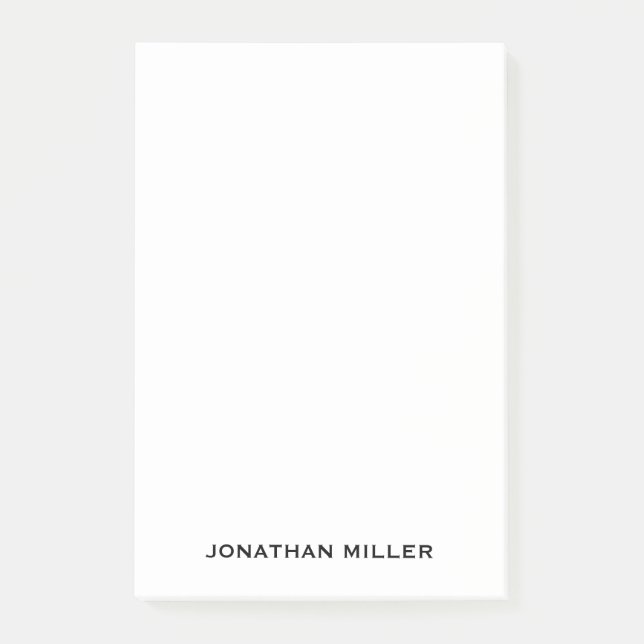 Personalized Simple Black White Typographic Name Post-it Notes (Front)