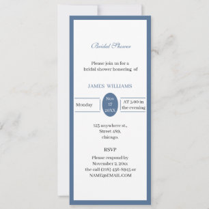 Personalized Simple Blue Aesthetic Bridal Shower Invitation