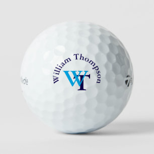 Personalized Simple Blue Monogrammed Golf Balls