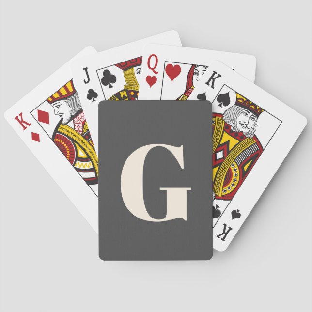 Personalized Simple Bold Monogram Black and White Playing Cards (Back)