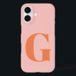 Personalized Simple Bold Monogram Pink and Orange  iPhone 16 Case<br><div class="desc">Personalized Simple Bold Monogram Pastel Pink and Orange Case-Mate iPhone Case</div>