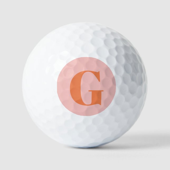 Personalized Simple Bold Monogram Pink and Orange Golf Balls (Front)