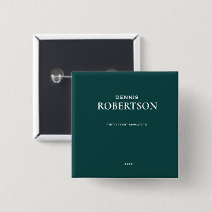 Personalized simple business teal 2 inch square button