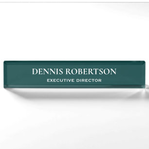 Personalized simple business teal nameplate