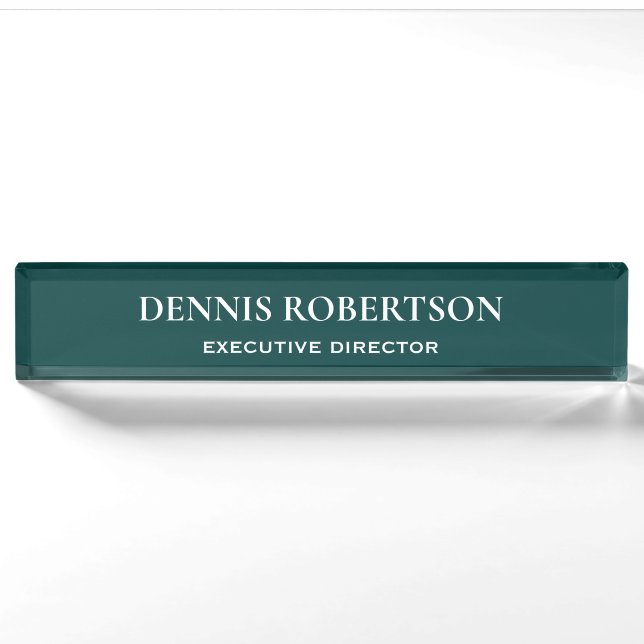 Personalized simple business teal nameplate (Front)