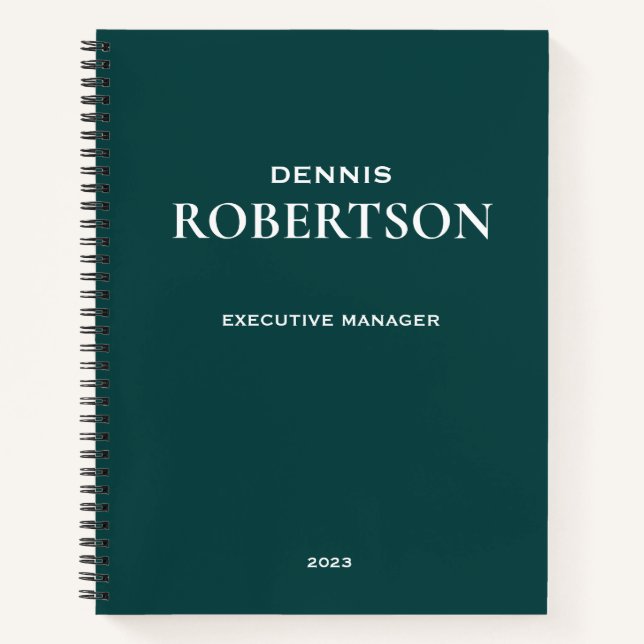 Personalized simple business teal notebook (Front)