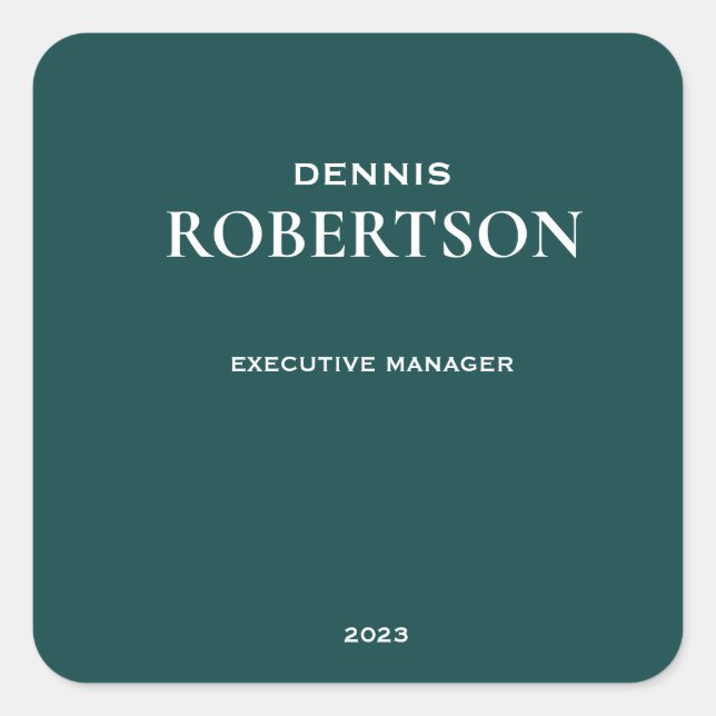 Personalized simple business teal square sticker (Front)