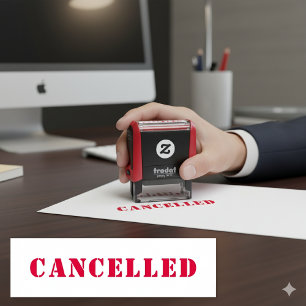 Personalized Simple CANCELLED Red Self-inking Stamp