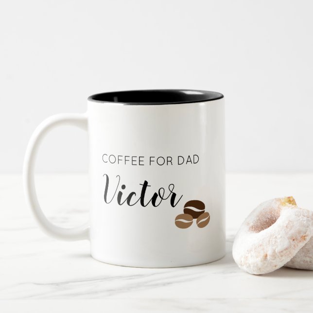 Personalized Simple Coffee for dad Two-Tone Coffee Mug (With Donut)