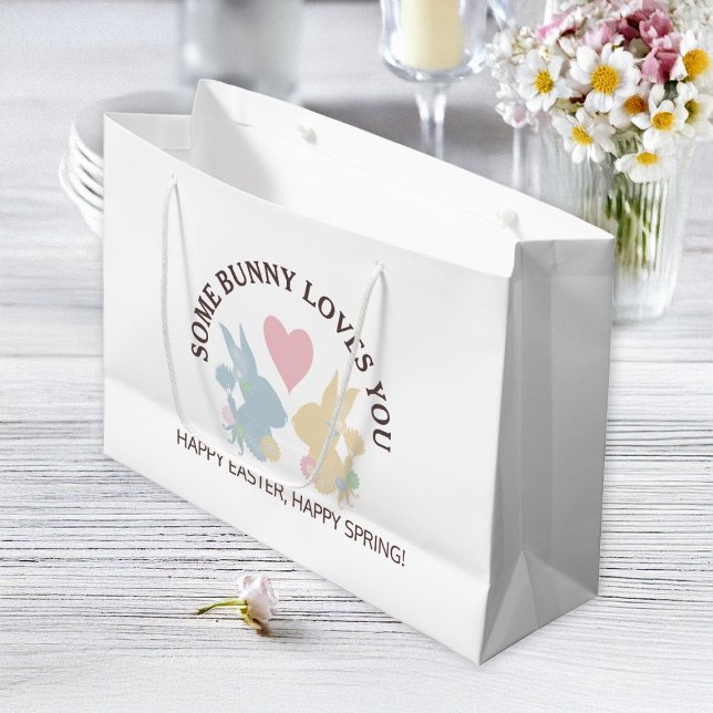 Personalized Simple Colourful Pastel Easter Bunny Large Gift Bag (Creator Uploaded)