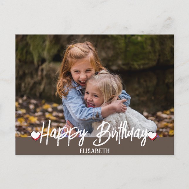 Personalized Simple Custom  Family Photo Birthday Postcard (Front)