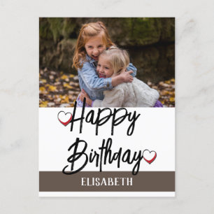 Personalized Simple Custom Family Photo Birthday Postcard