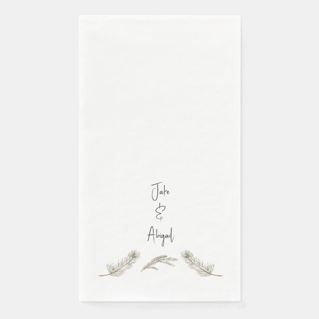 Personalized Simple Custom Watercolor Pine Bough Napkin (Front)
